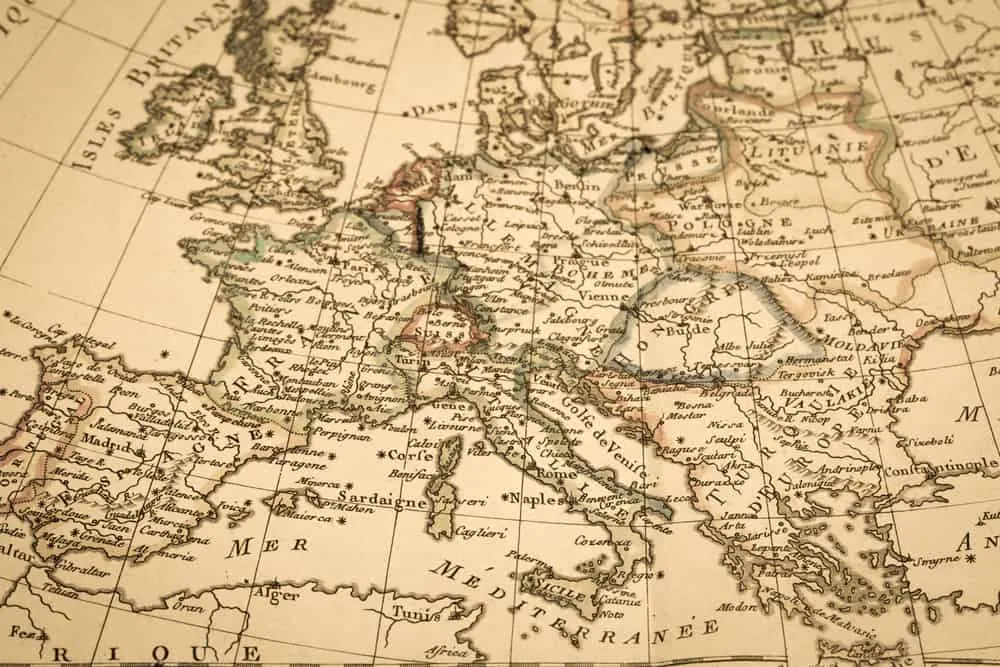 Antique old map Europe dominoes