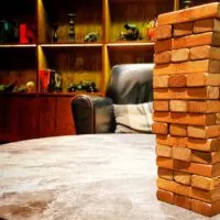 Jenga game. Set of tower games for kids and adults