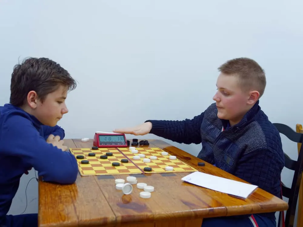Checkers chess competition among kids