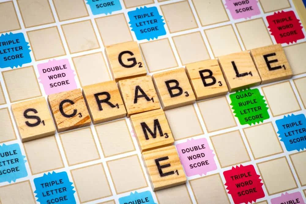 A scrabble board