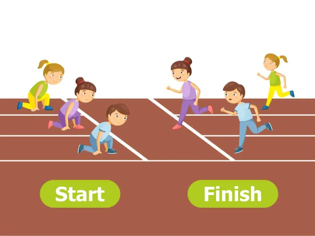 Cartoon characters illustration on a race