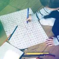 Kid spends time doing word searches