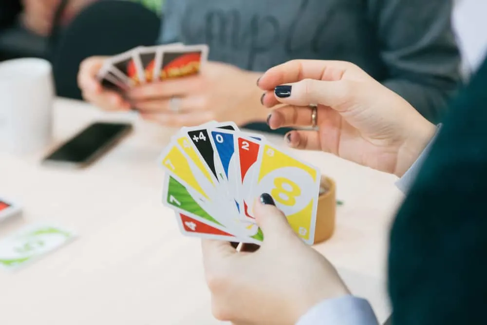 Uno cards in hand