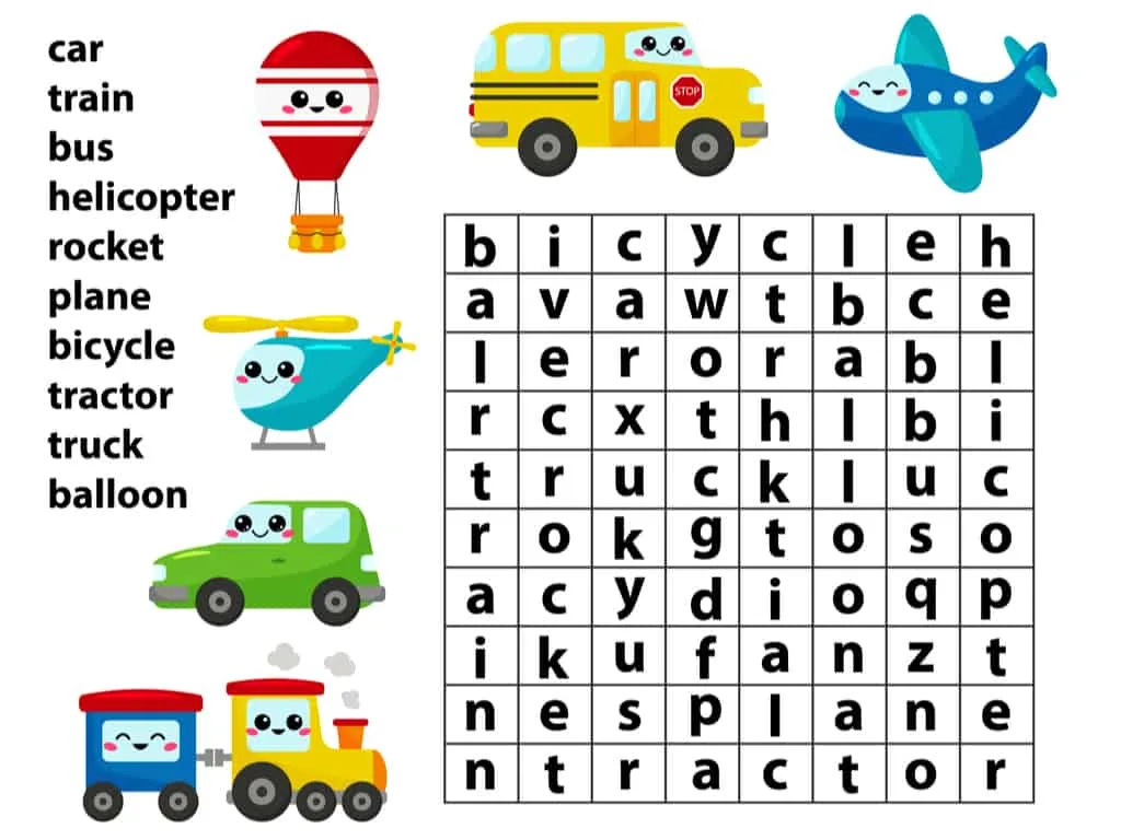Word search game example