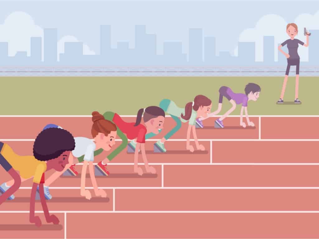 Illustration of Female athletes ready for competition