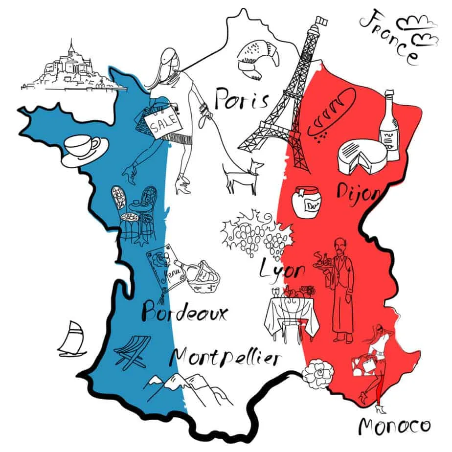 Stylized map of France