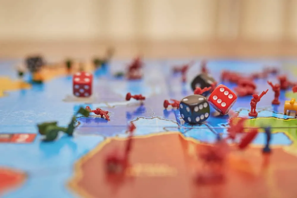 Board game, lots of figures from the Risk game