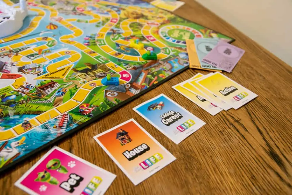 Game of Life. Board game were players choose important life decisions