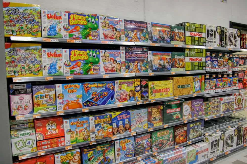Board games in a toy store