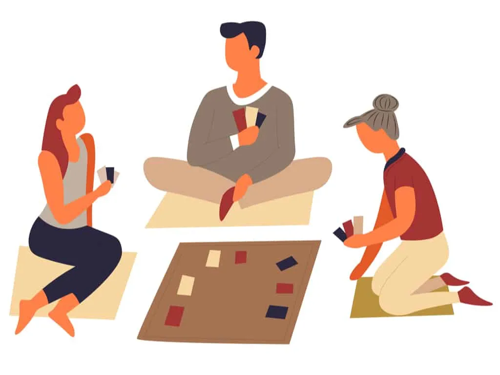 Friends playing card games (UNO vs Crazy 8)