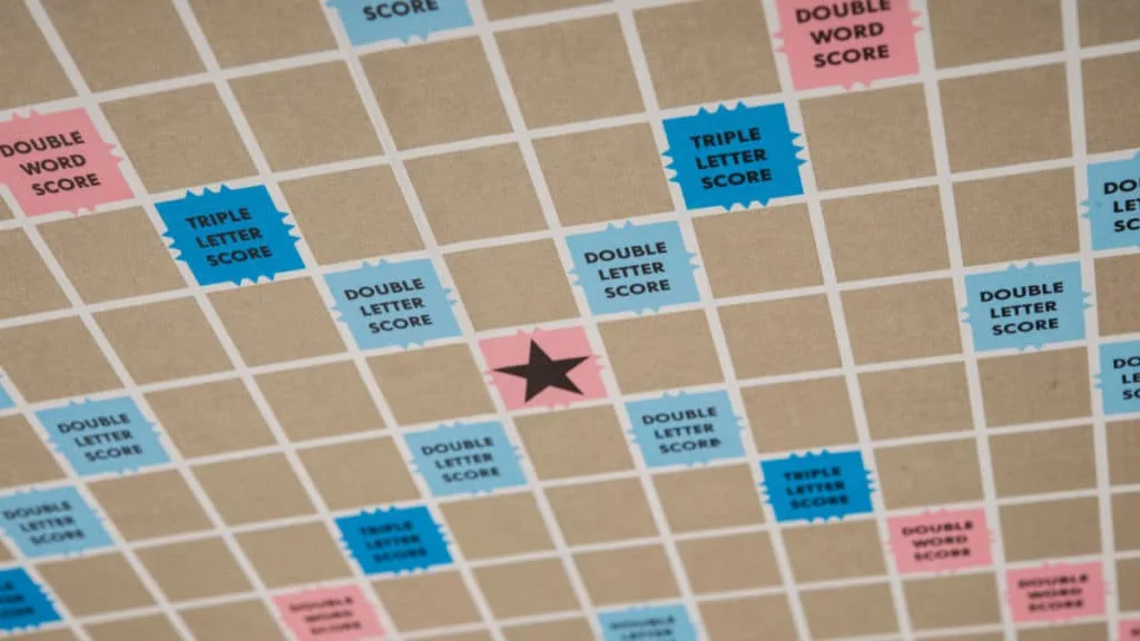 Scrabble game board - middle square in the center