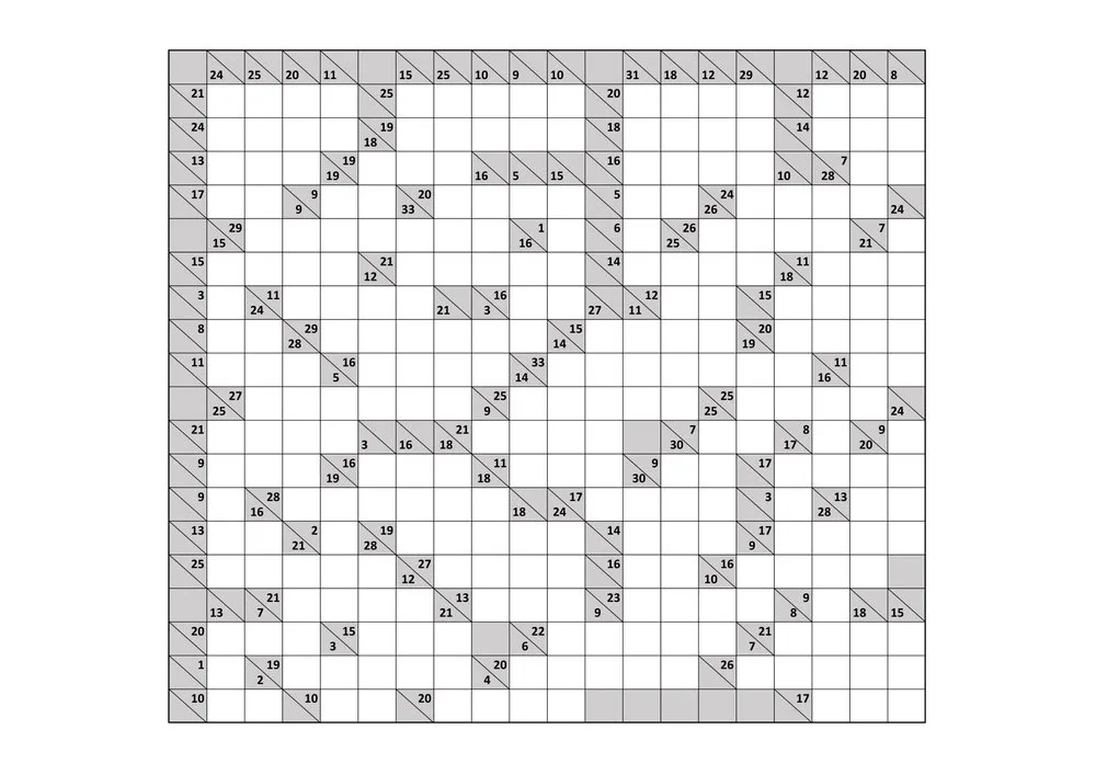 Classic large grid kakuro puzzle