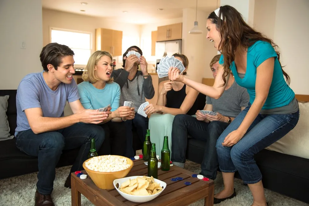 Card playing poker game night friends