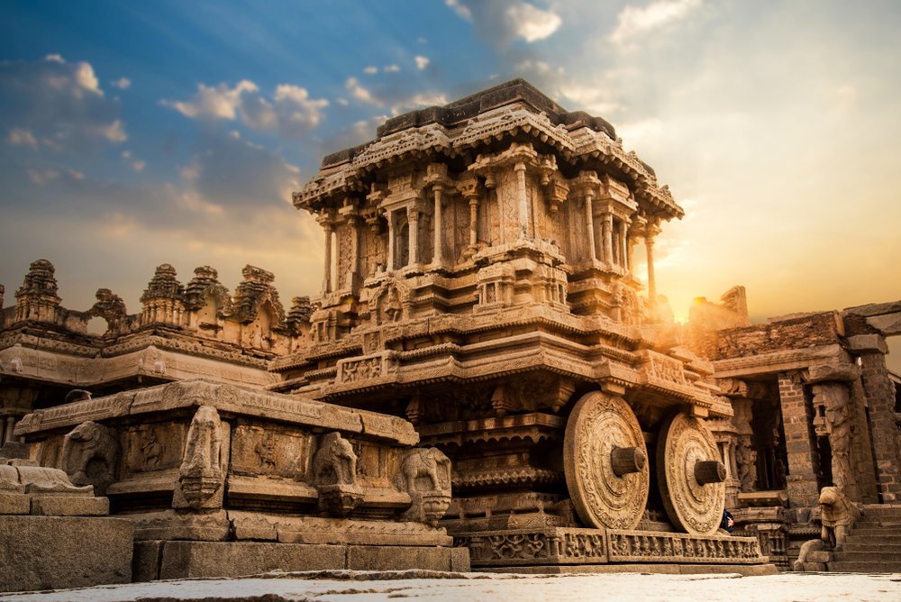 The famous Stone Chariot monument at Hampi India