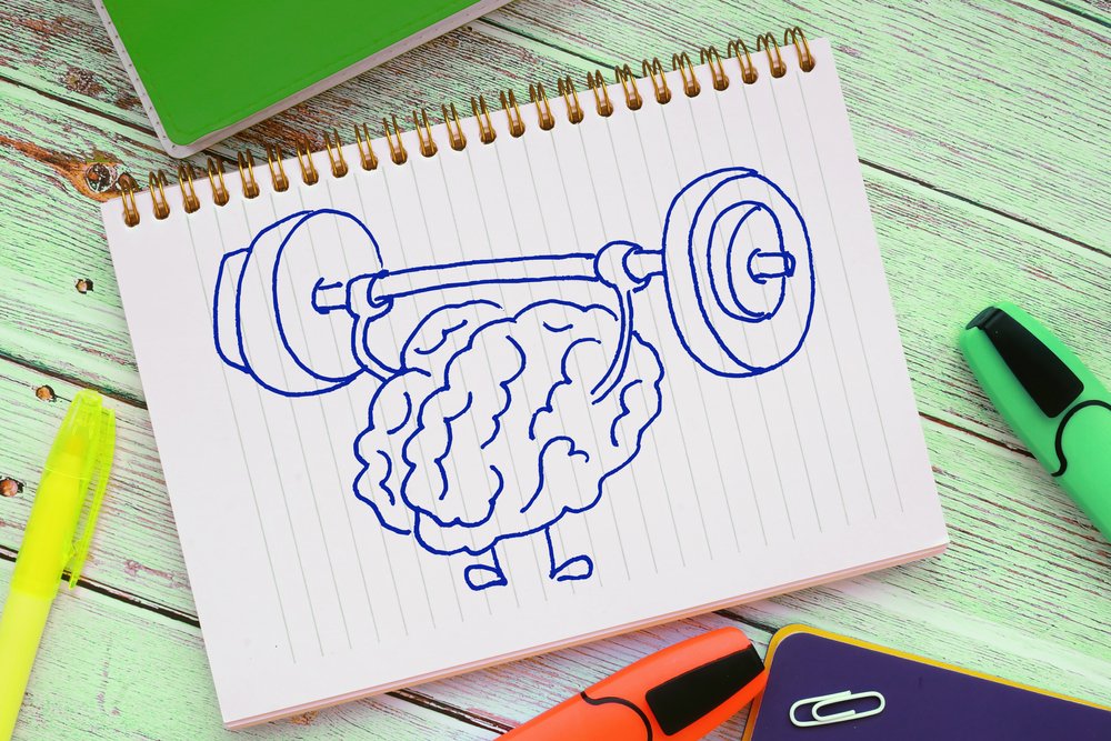 Brain training rock the muscles with a barbell