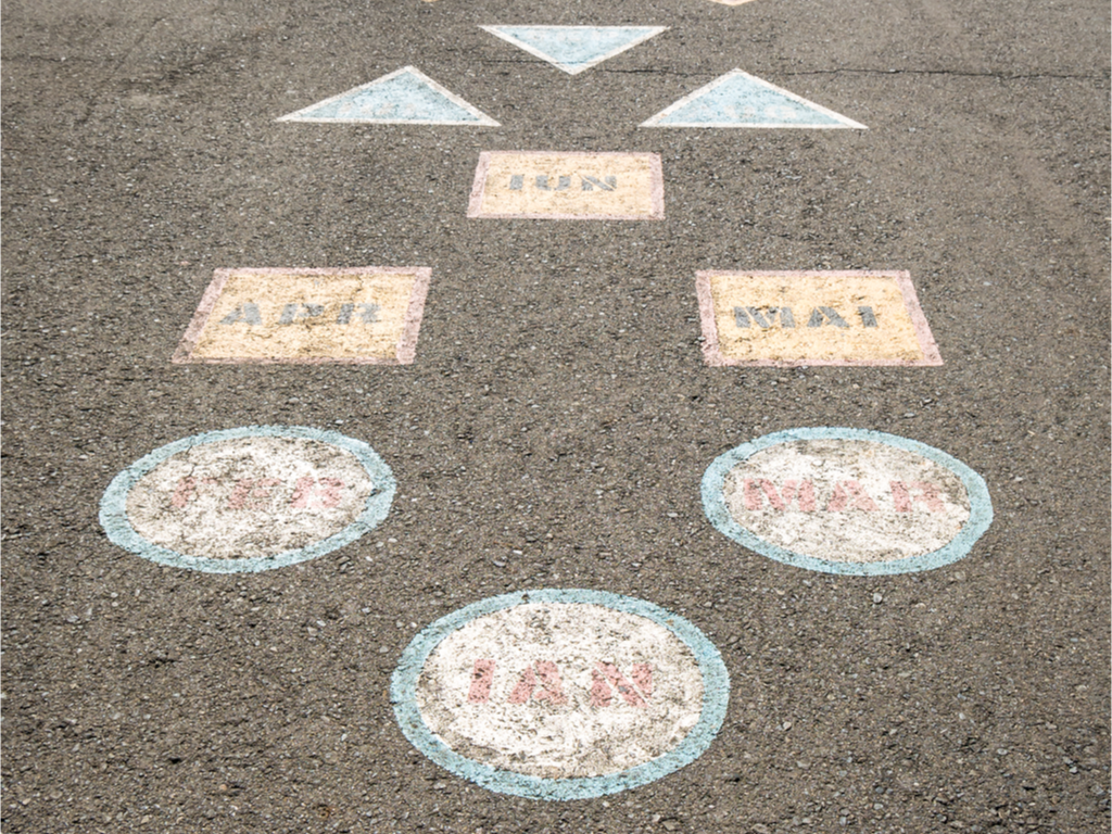 Kids game drawing on the pavement