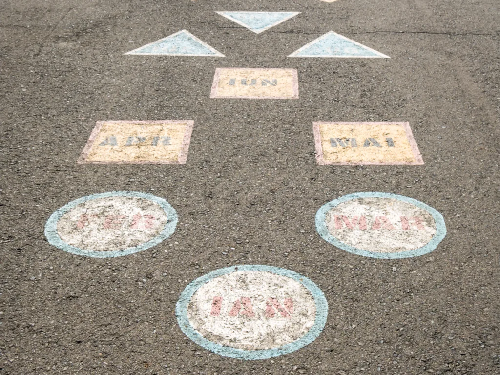 Kids game drawing on the pavement